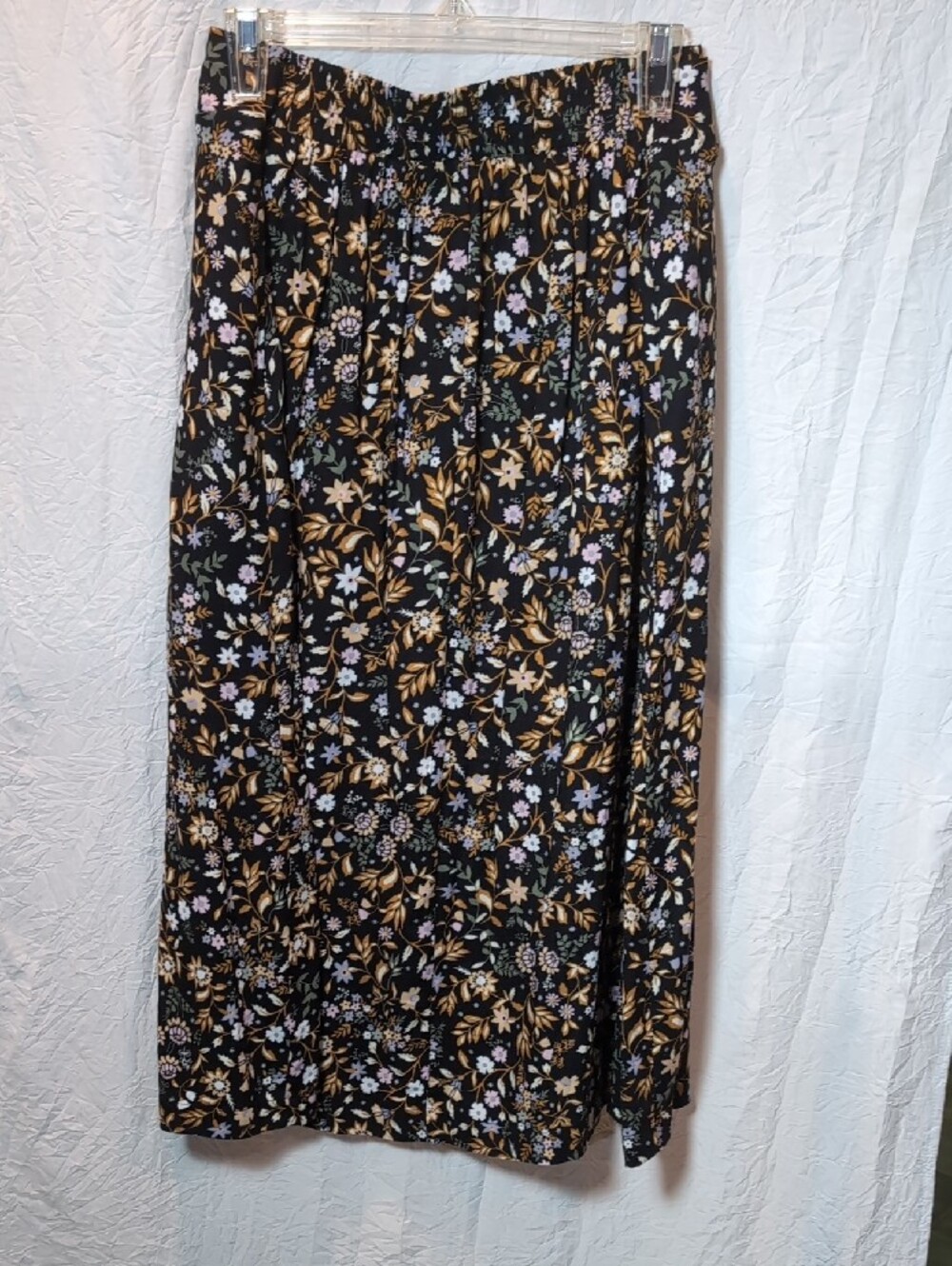 Plus Size croft & barrow Black Maxi Skirt with Mustard and Lilac Floral Print - Picture 3 of 3